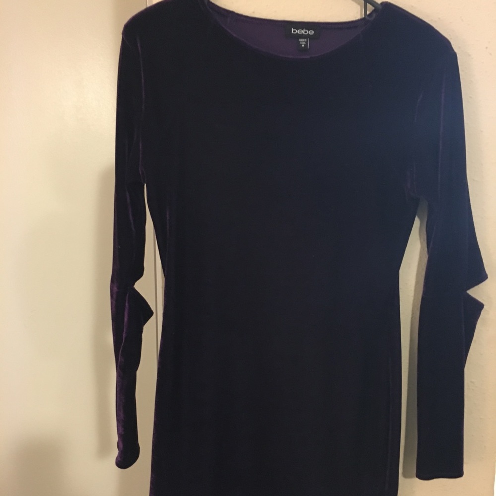 Bebe Deep Purple Velvet Dress. Size medium